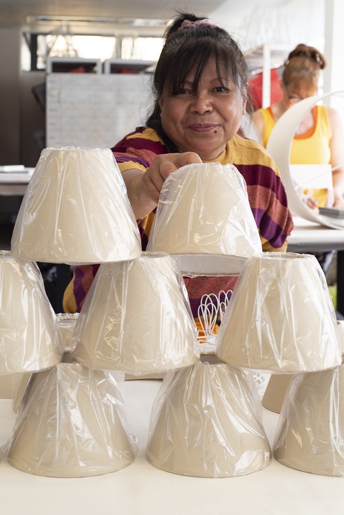 handmade candle shades in royal oyster silk