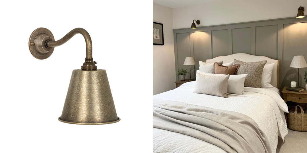 Wall lamp on sale above bed